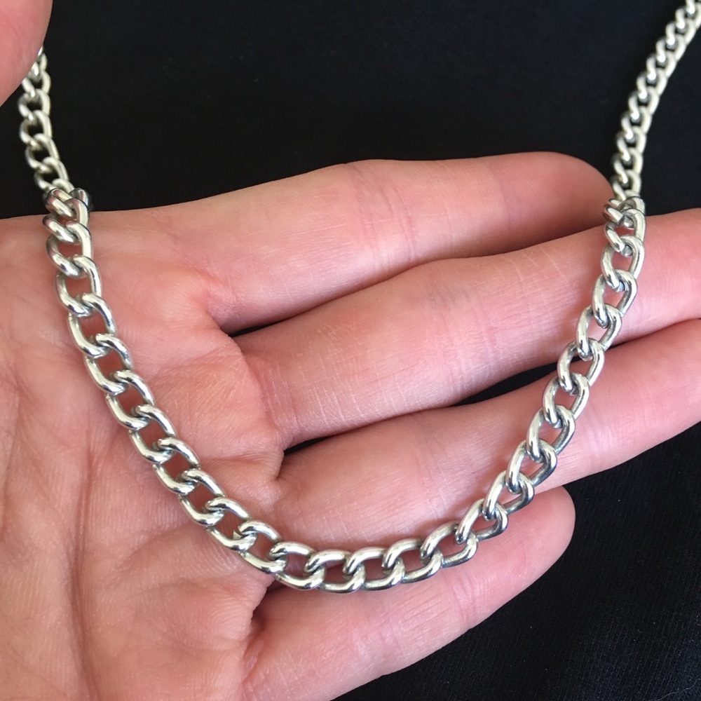 Silver Tone Long Necklace Chain Only
